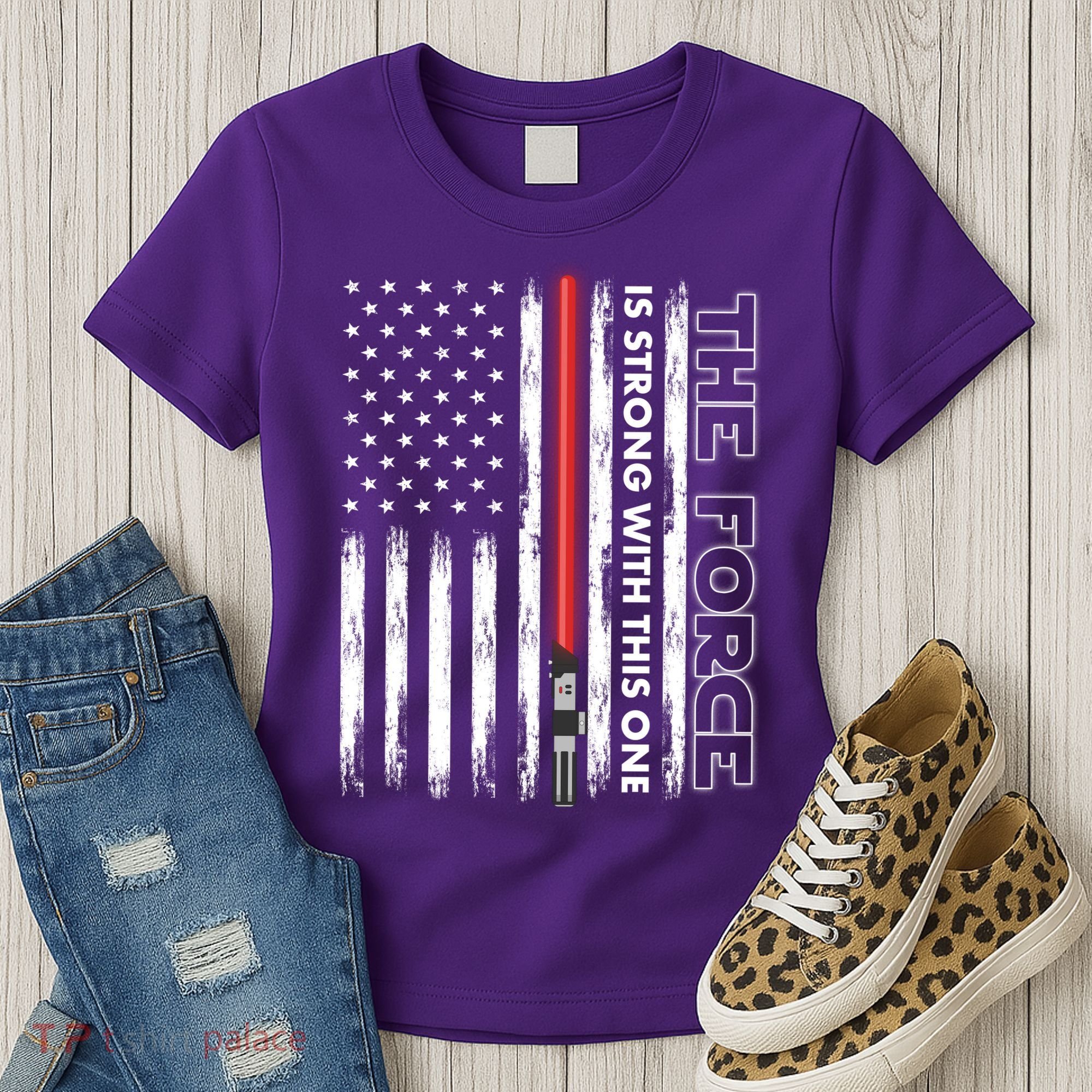 The Force Is Strong With This One USA American Flag Women's T-Shirt