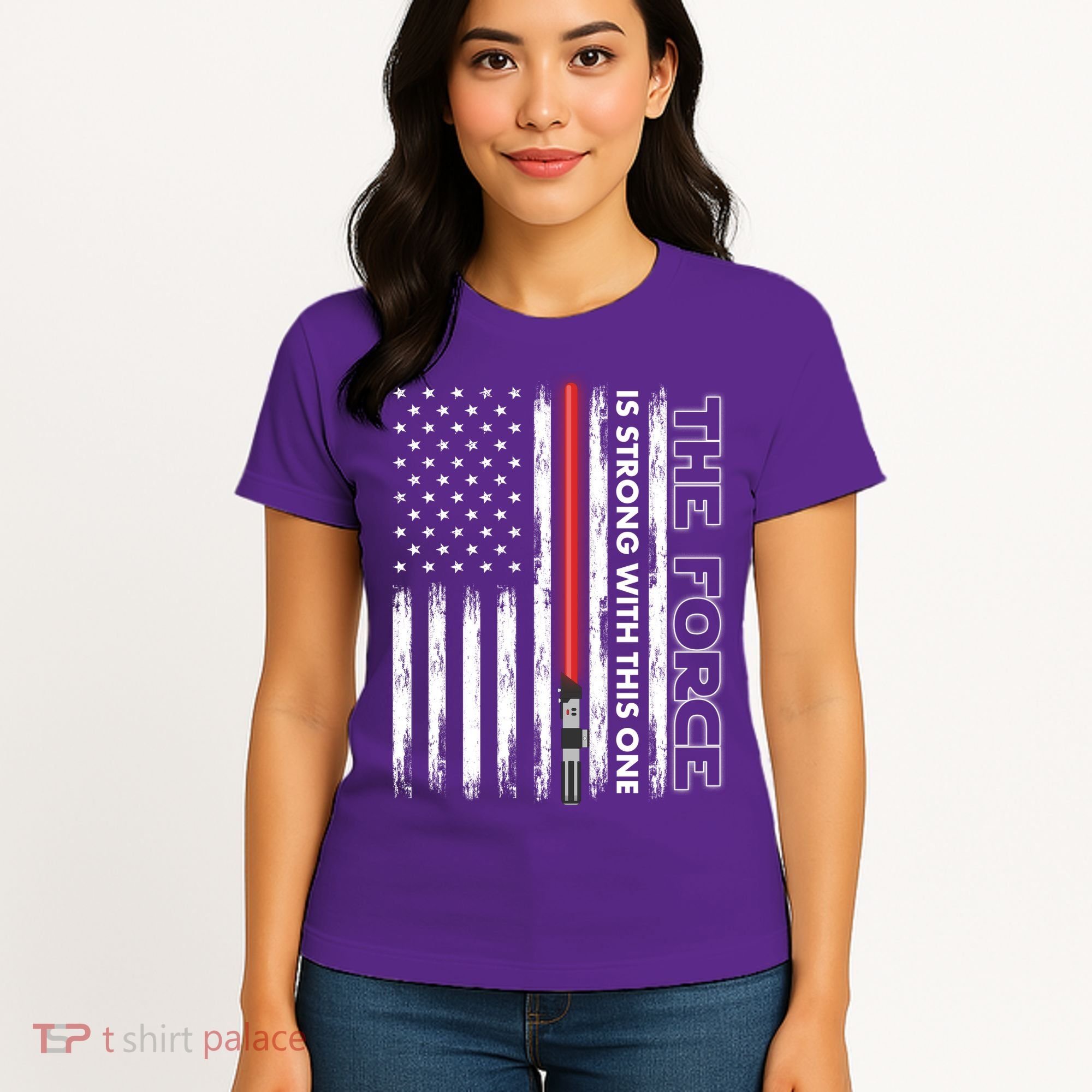 The Force Is Strong With This One USA American Flag Women's T-Shirt