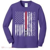 The Force Is Strong With This One USA American Flag Kids Long Sleeve Shirt thumb 0