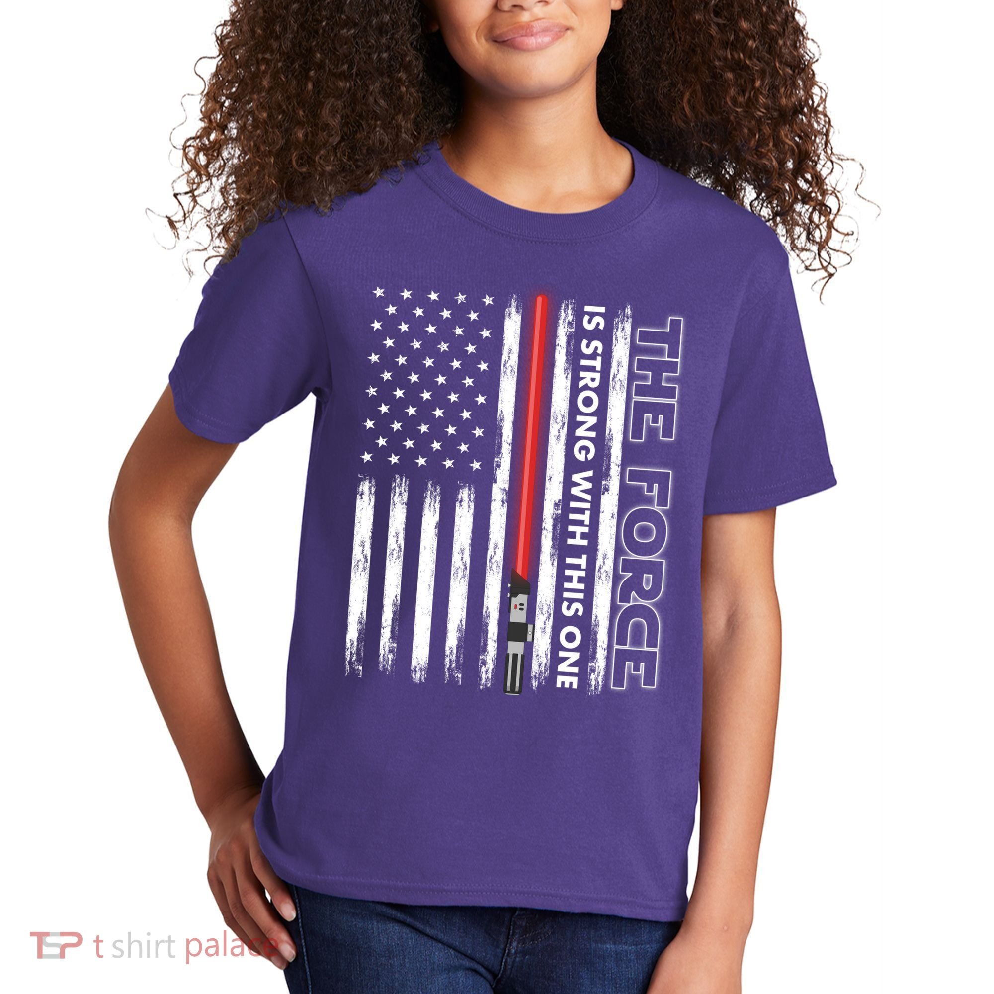 The Force Is Strong With This One USA American Flag Kids T-Shirt
