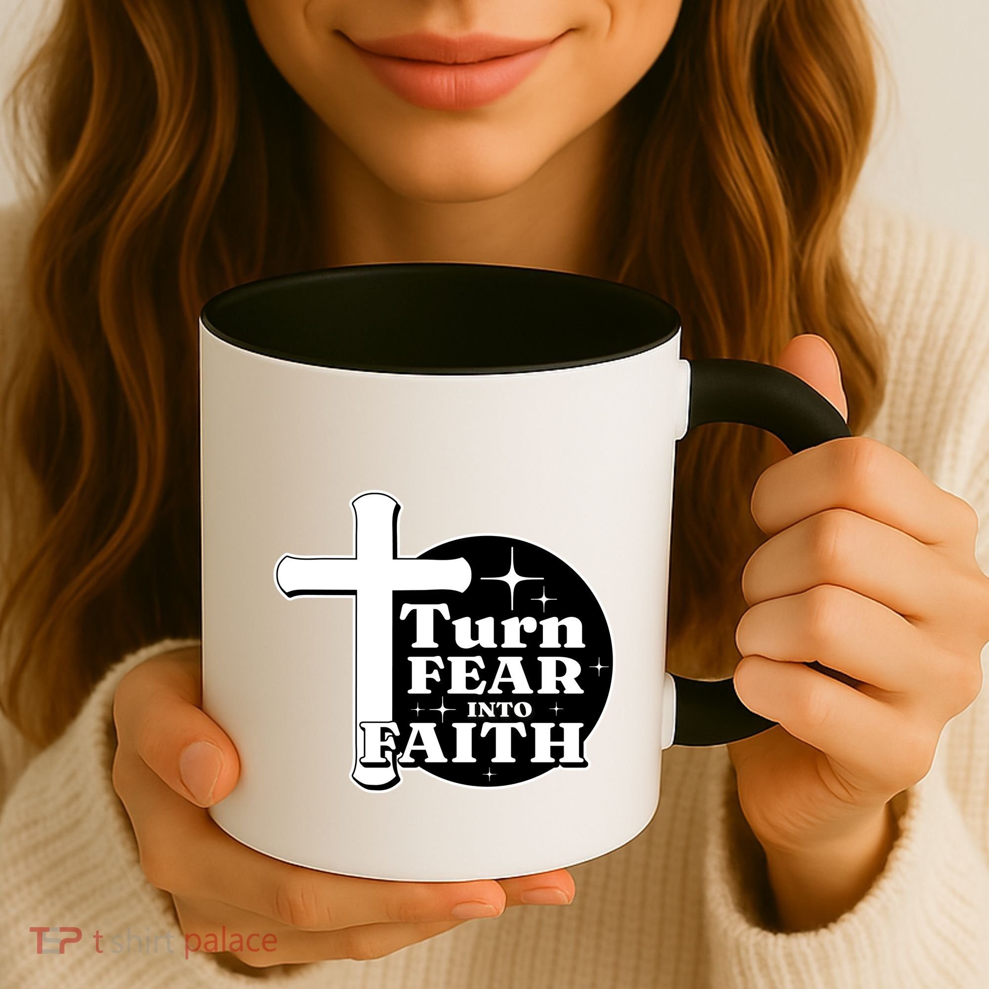 Turn Fear Into Faith Cross Coffee Mug