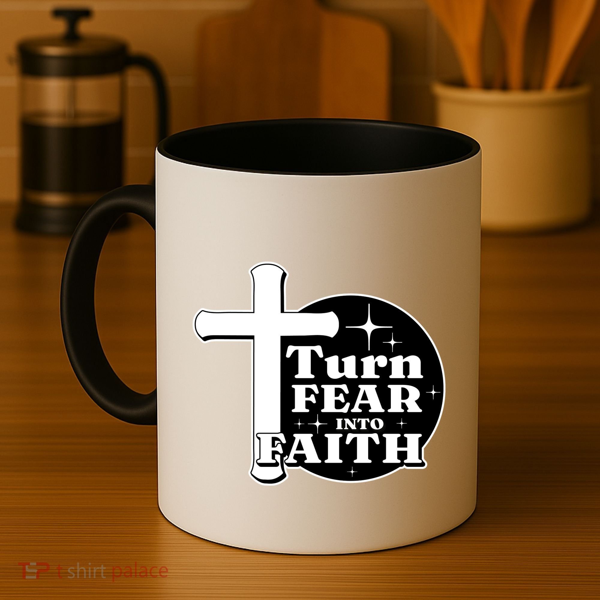 Turn Fear Into Faith Cross Coffee Mug