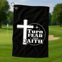 Turn Fear Into Faith Cross Golf Towel thumb 1