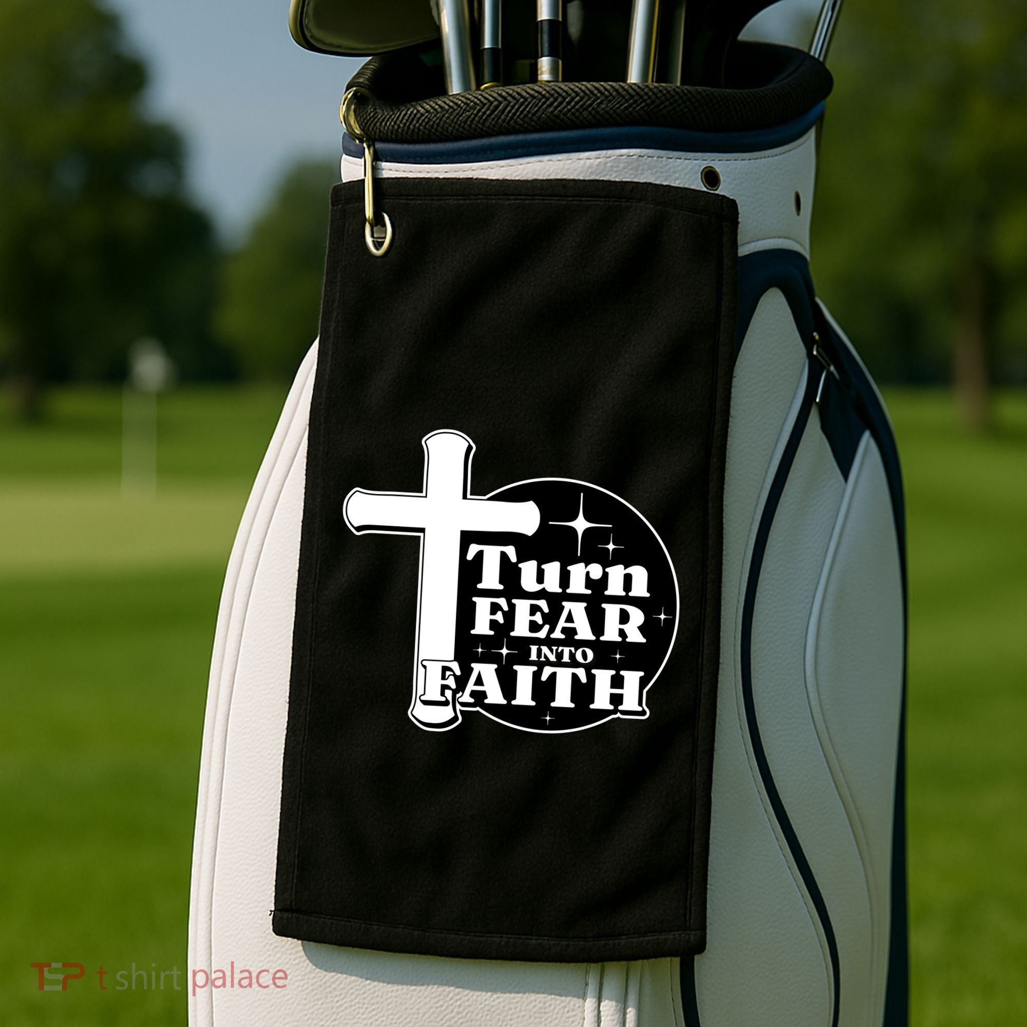 Turn Fear Into Faith Cross Golf Towel