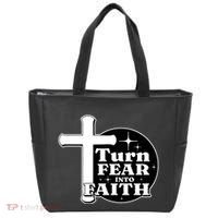 Turn Fear Into Faith Cross Tote Bag thumb 0