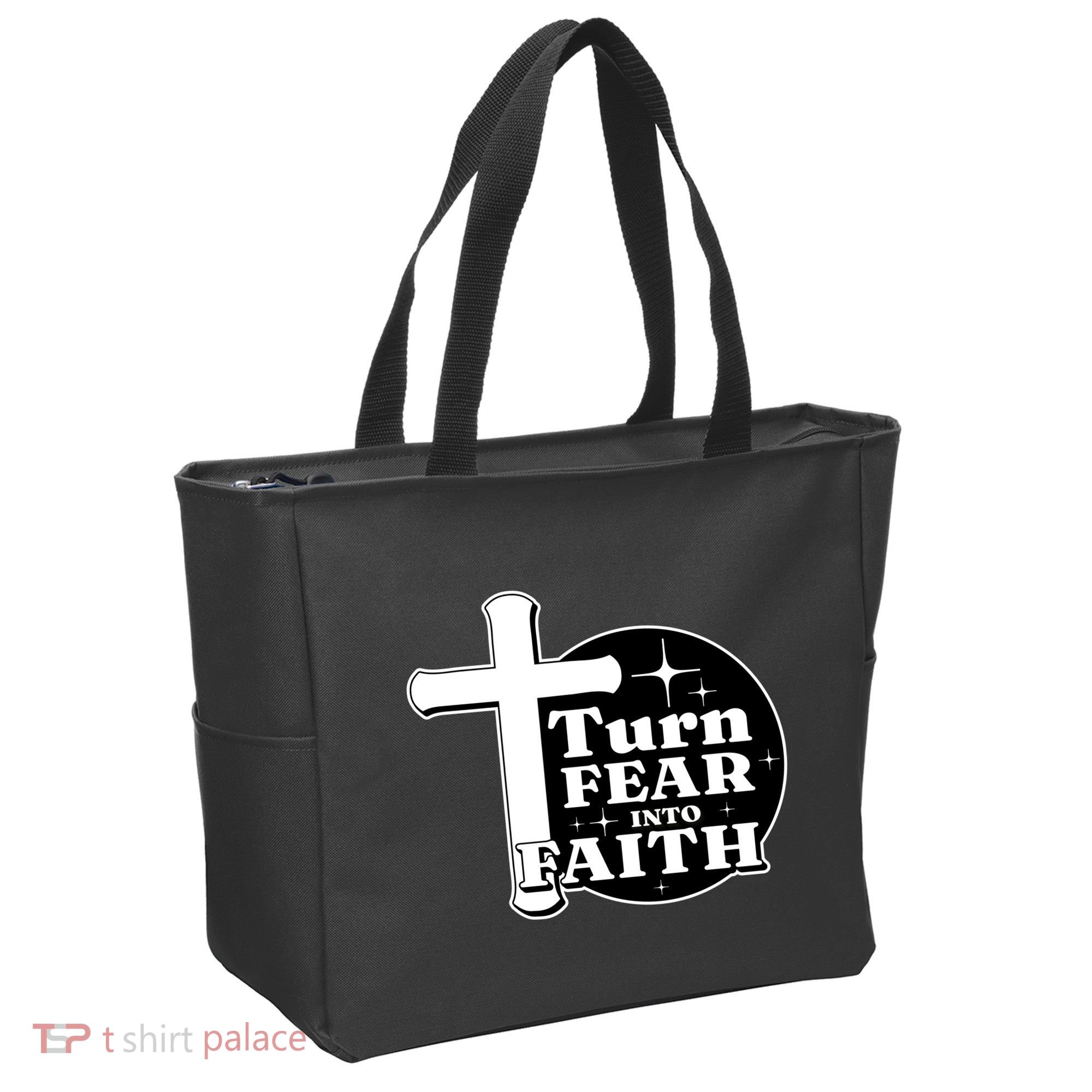 Turn Fear Into Faith Cross Tote Bag