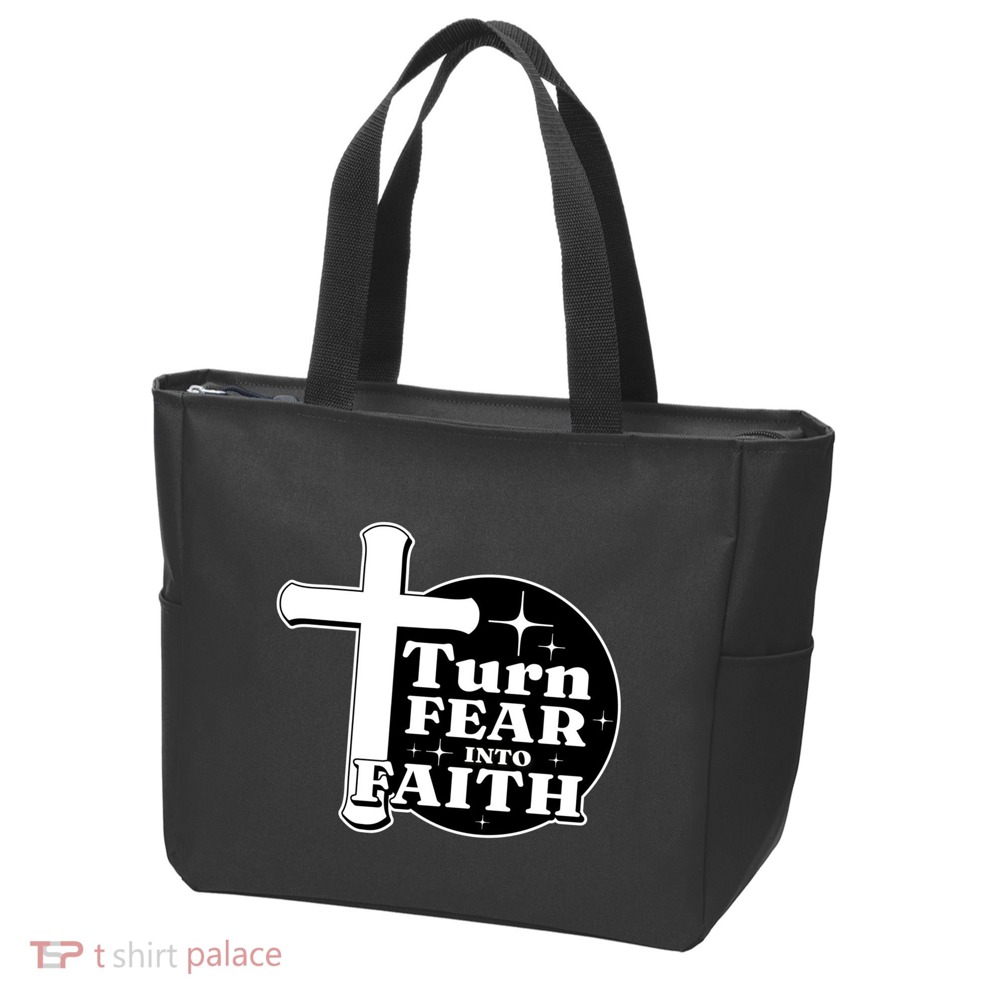 Turn Fear Into Faith Cross Tote Bag