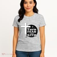 Turn Fear Into Faith Cross Women's T-Shirt thumb 4