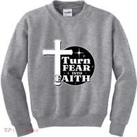 Turn Fear Into Faith Cross Kids Sweatshirt thumb 0