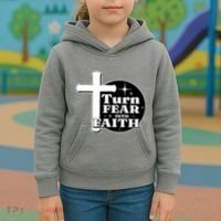 Turn Fear Into Faith Cross Kids Hoodie thumb 3