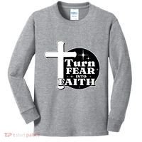 Turn Fear Into Faith Cross Kids Long Sleeve Shirt thumb 0