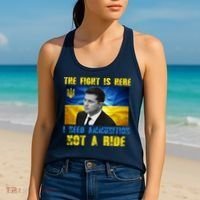 The Fight Is Here I Need Ammunition, Not A Ride Volodymyr Zelensky Ukraine Women's Tank Top thumb 2