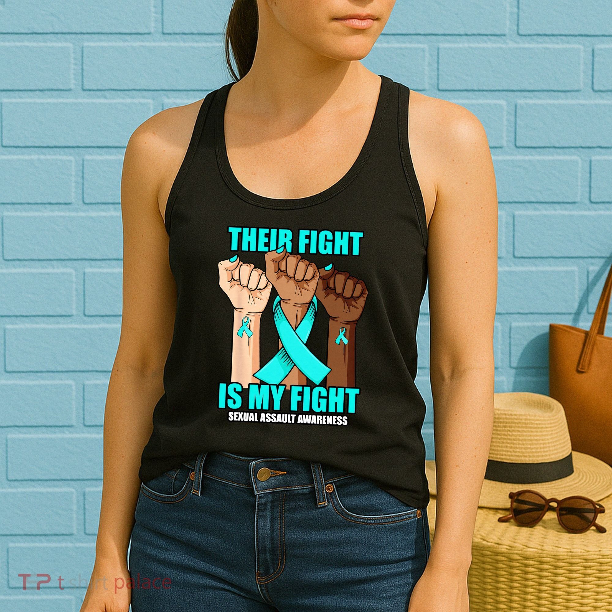 Their Fight Is My Fight Hand Sexual Assault Awareness Women's Tank Top