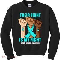 Their Fight Is My Fight Hand Sexual Assault Awareness Kids Sweatshirt thumb 0