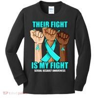 Their Fight Is My Fight Hand Sexual Assault Awareness Kids Long Sleeve Shirt thumb 0