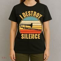 Trombonist Funny I Destroy Silence Trombone Player T-Shirt thumb 4