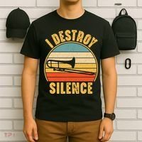 Trombonist Funny I Destroy Silence Trombone Player T-Shirt thumb 6