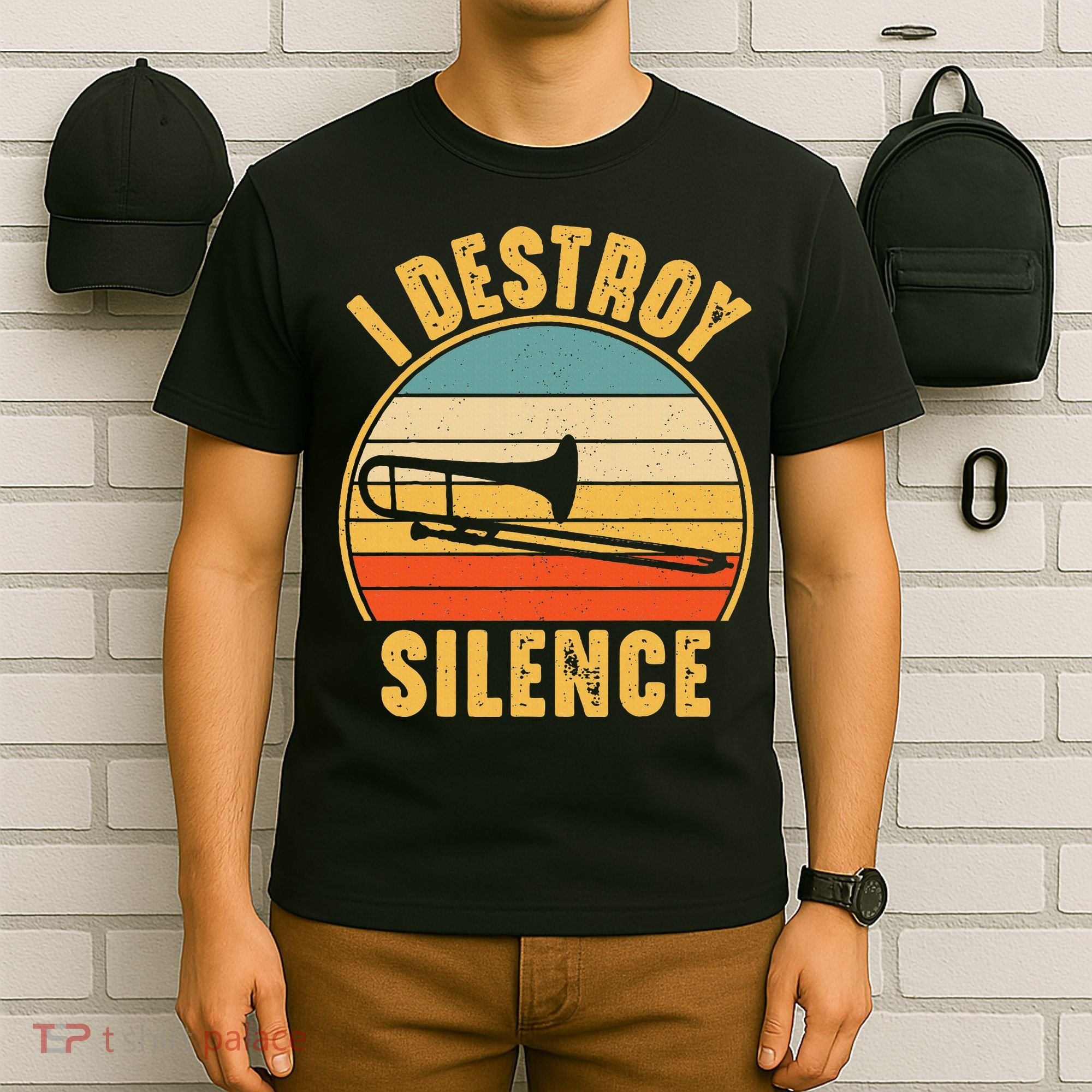 Trombonist Funny I Destroy Silence Trombone Player T-Shirt