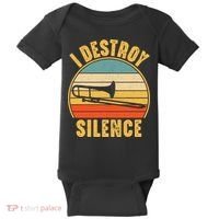 Trombonist Funny I Destroy Silence Trombone Player Baby Bodysuit thumb 0