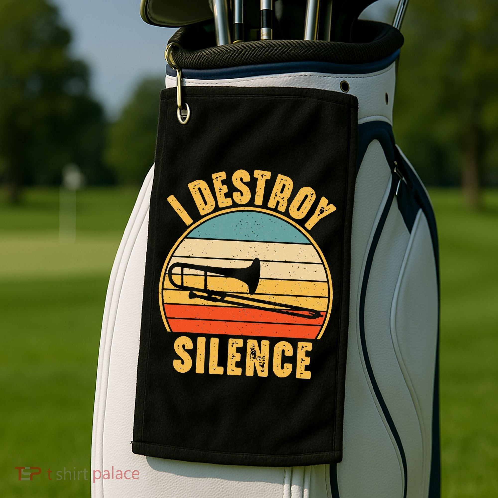 Trombonist Funny I Destroy Silence Trombone Player Golf Towel