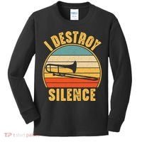 Trombonist Funny I Destroy Silence Trombone Player Kids Long Sleeve Shirt thumb 0