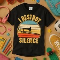 Trombonist Funny I Destroy Silence Trombone Player Kids T-Shirt thumb 3