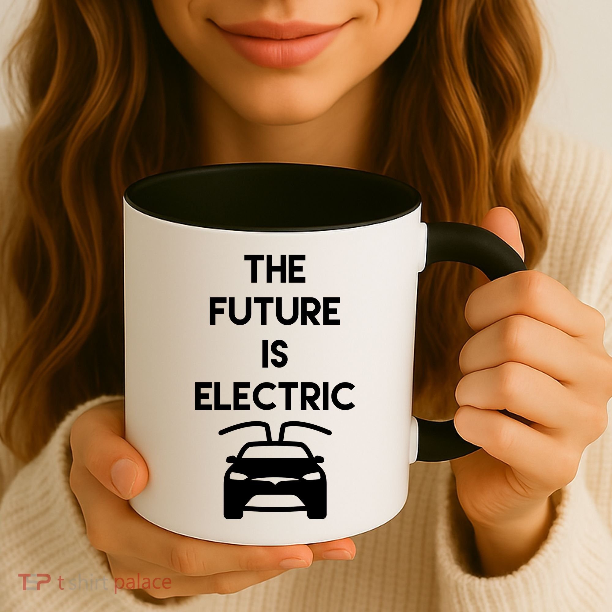 The Future Is Electric Car Coffee Mug
