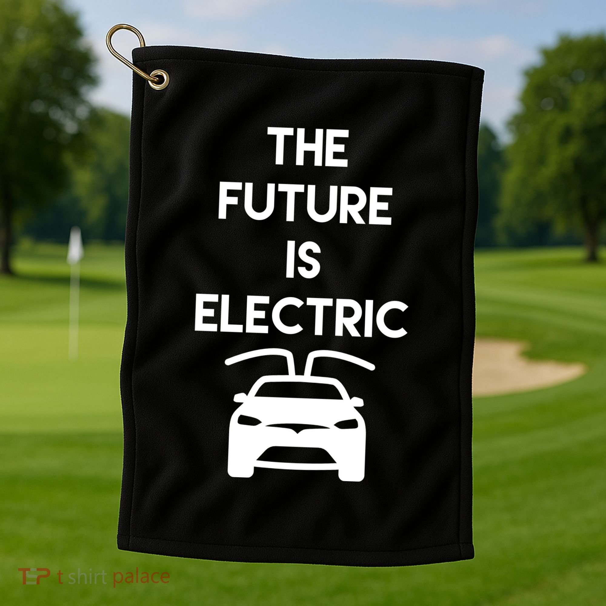 The Future Is Electric Car Golf Towel