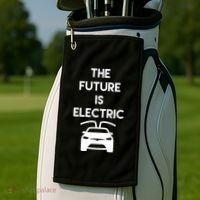 The Future Is Electric Car Golf Towel thumb 2