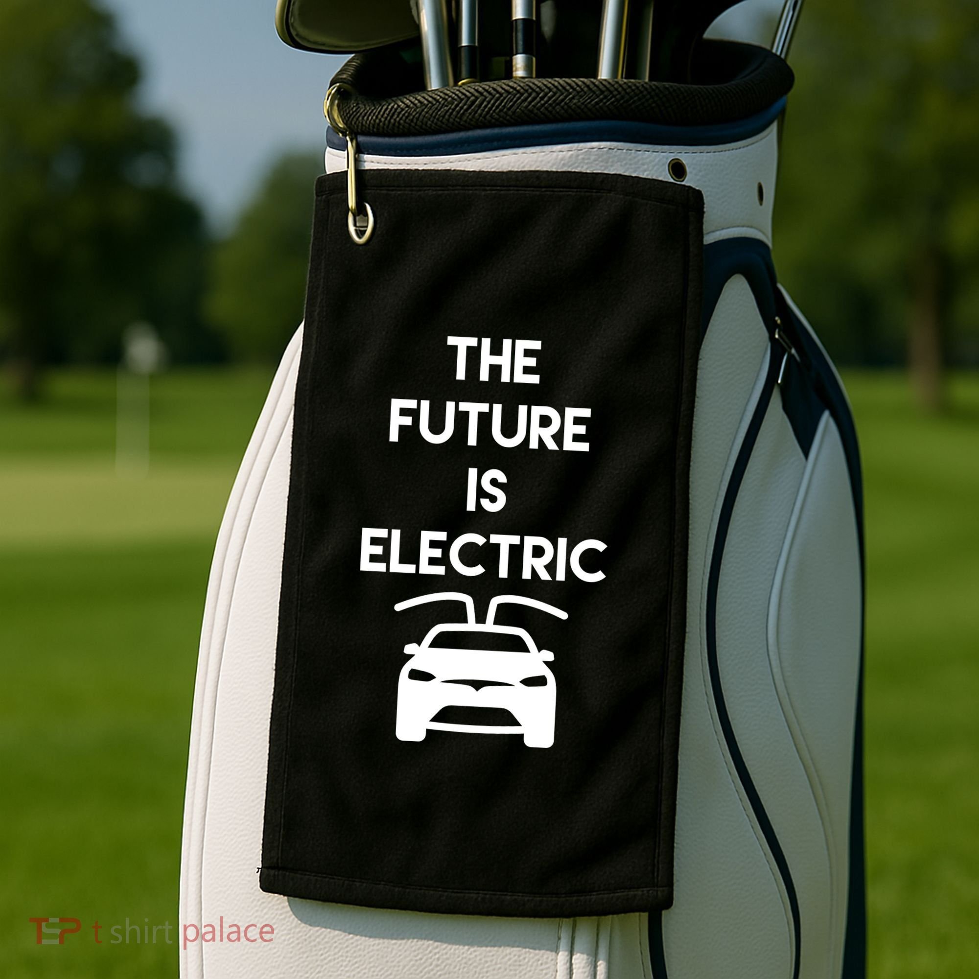 The Future Is Electric Car Golf Towel
