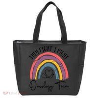They Fight I Fight Oncology Team Boho Rainbow Tote Bag thumb 0