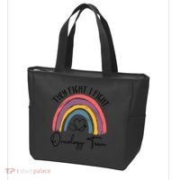 They Fight I Fight Oncology Team Boho Rainbow Tote Bag thumb 3