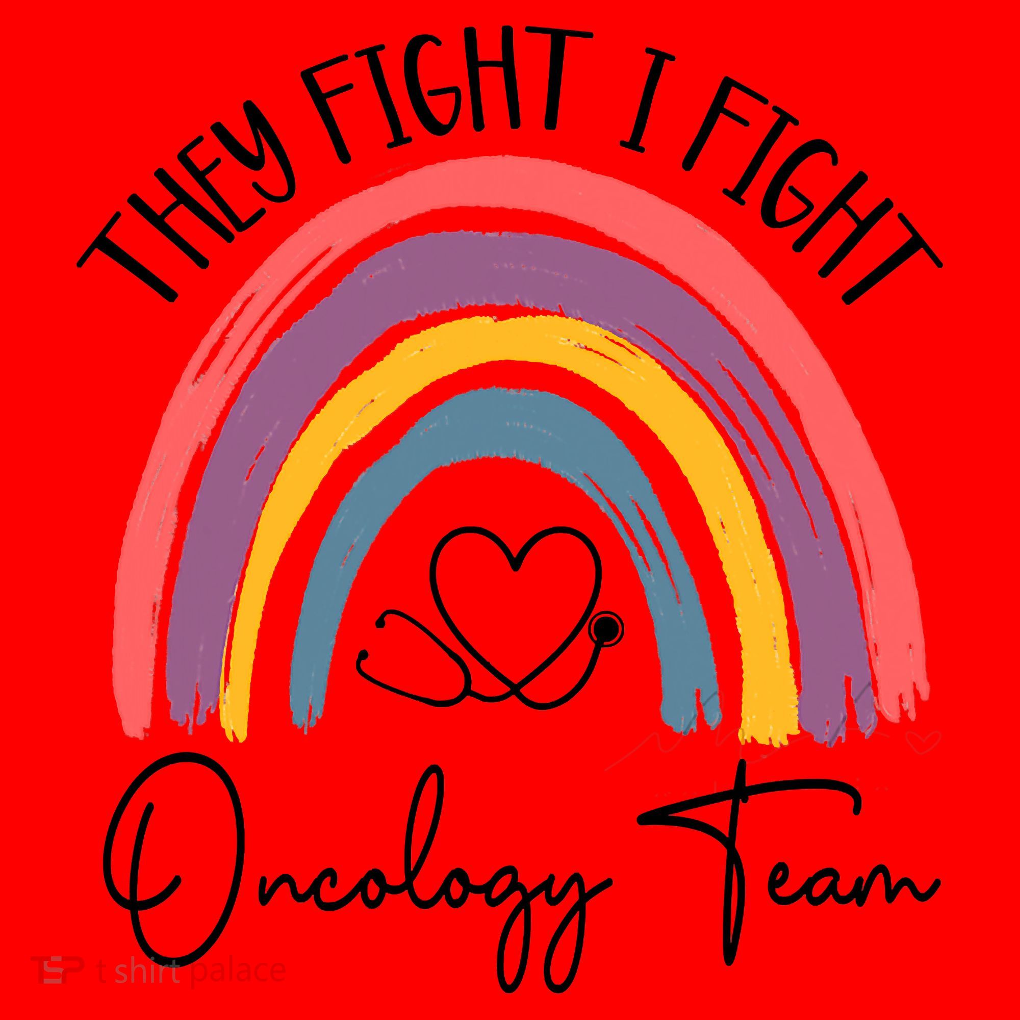 They Fight I Fight Oncology Team Boho Rainbow Santa Hat