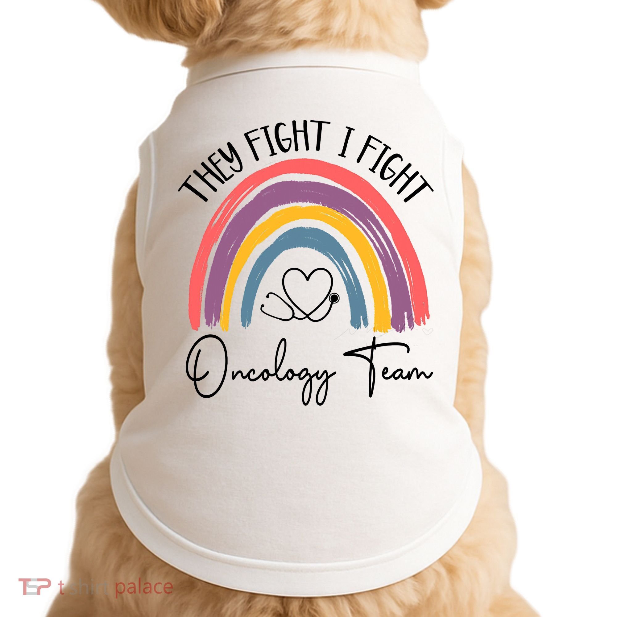 They Fight I Fight Oncology Team Boho Rainbow Doggie Tank