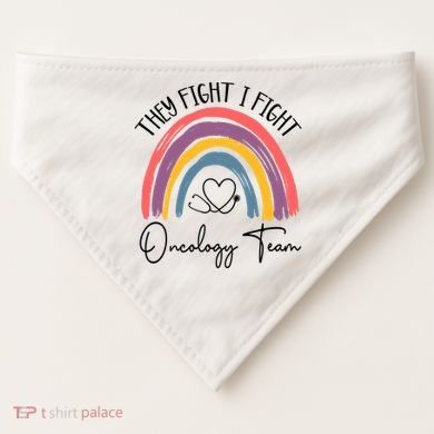 They Fight I Fight Oncology Team Boho Rainbow USA-Made Doggie Bandana