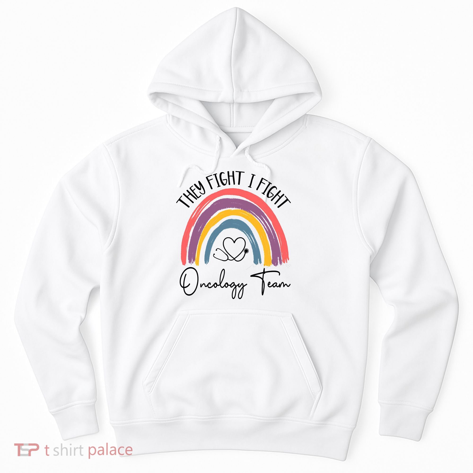 They Fight I Fight Oncology Team Boho Rainbow Hoodie