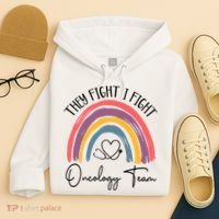 They Fight I Fight Oncology Team Boho Rainbow Hoodie thumb 4