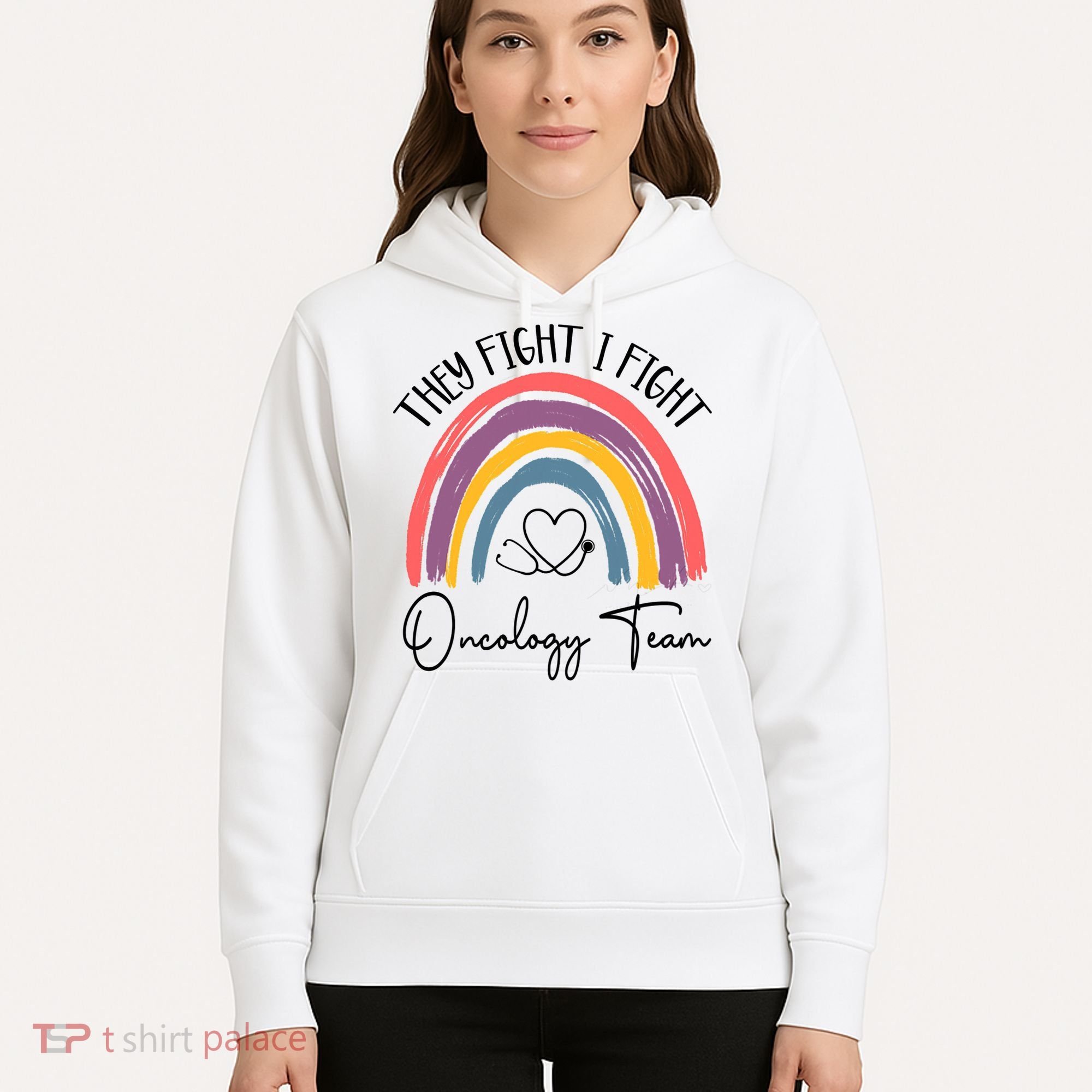 They Fight I Fight Oncology Team Boho Rainbow Hoodie