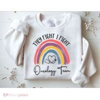 They Fight I Fight Oncology Team Boho Rainbow Sweatshirt thumb 2