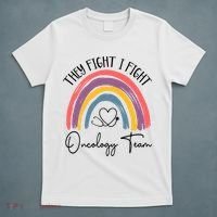 They Fight I Fight Oncology Team Boho Rainbow T-Shirt thumb 5