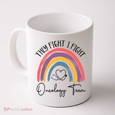 They Fight I Fight Oncology Team Boho Rainbow Coffee Mug