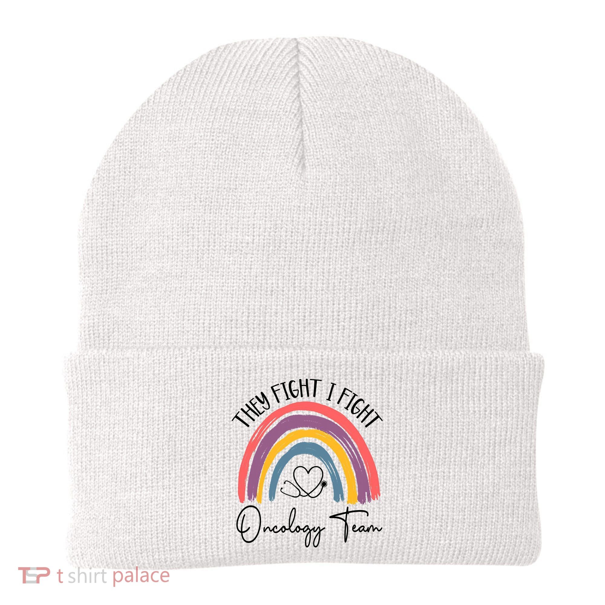 They Fight I Fight Oncology Team Boho Rainbow Beanie