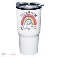 They Fight I Fight Oncology Team Boho Rainbow Tumbler thumb 0
