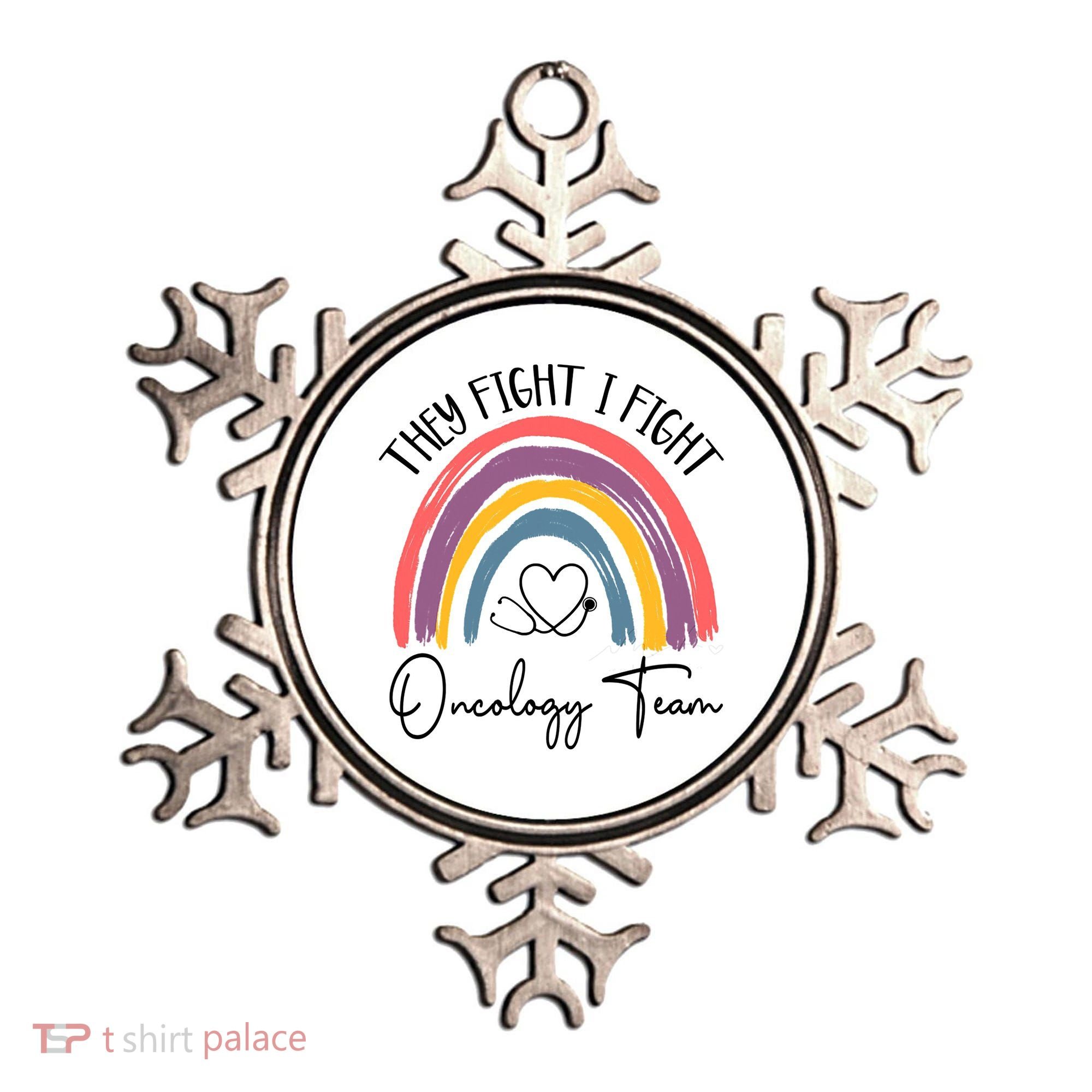 They Fight I Fight Oncology Team Boho Rainbow Ornament