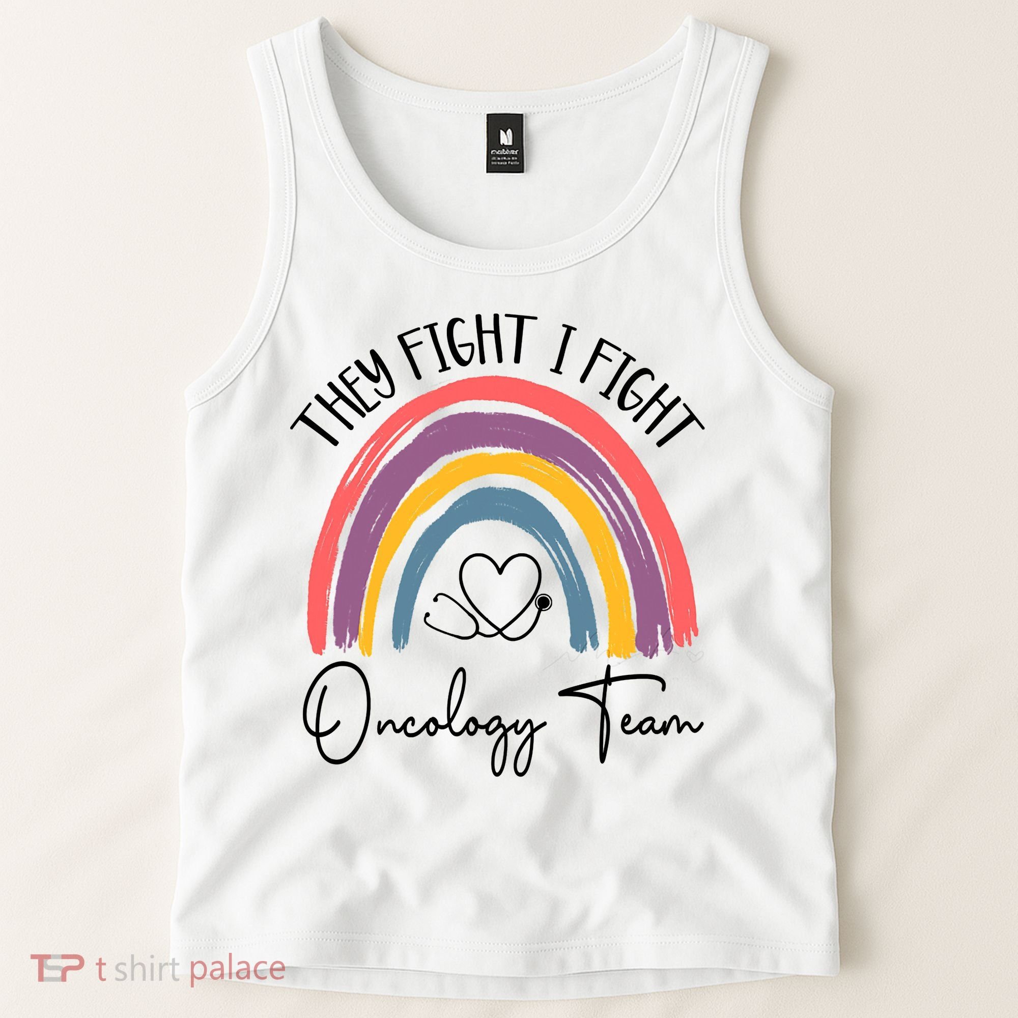 They Fight I Fight Oncology Team Boho Rainbow Tank Top