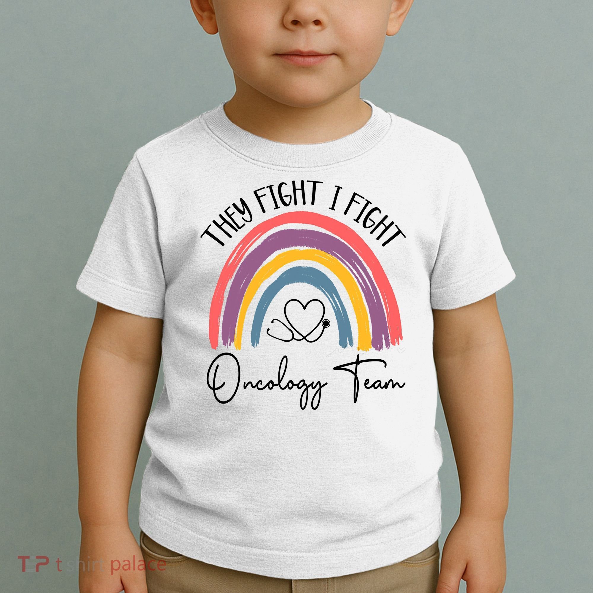 They Fight I Fight Oncology Team Boho Rainbow Toddler T-Shirt