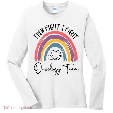 They Fight I Fight Oncology Team Boho Rainbow Women's Long Sleeve Shirt