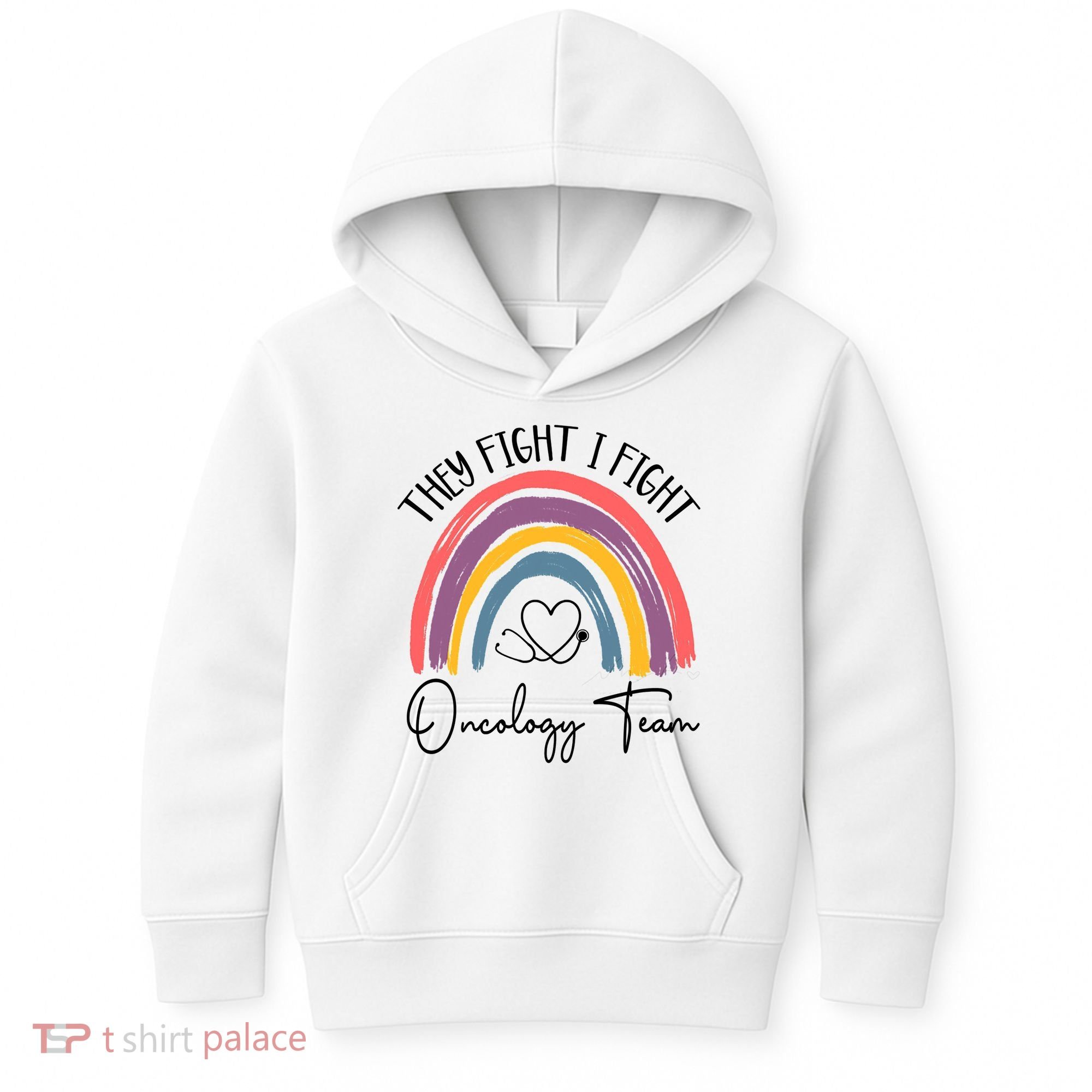 They Fight I Fight Oncology Team Boho Rainbow Kids Hoodie