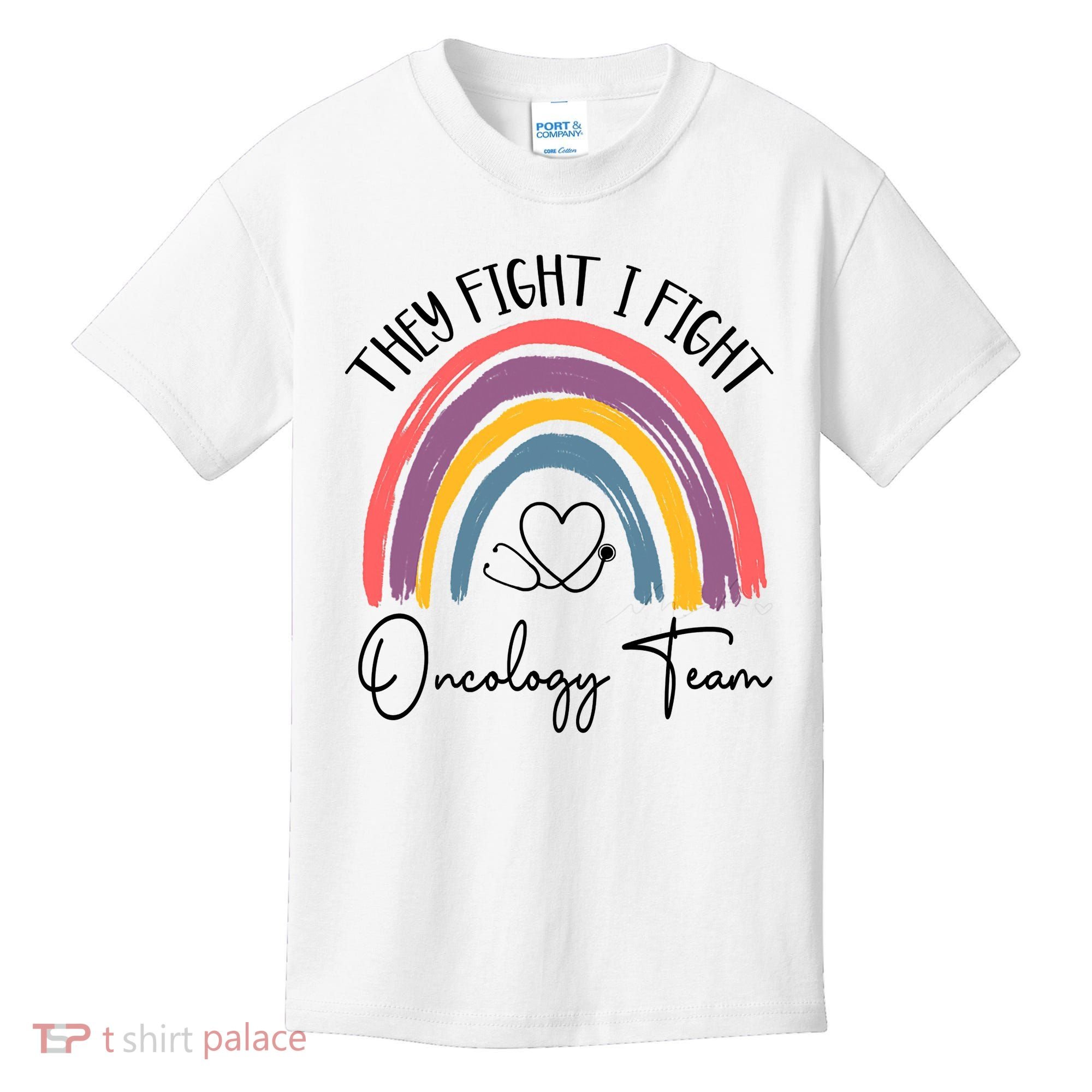 They Fight I Fight Oncology Team Boho Rainbow Kids T-Shirt