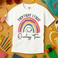 They Fight I Fight Oncology Team Boho Rainbow Kids T-Shirt thumb 3